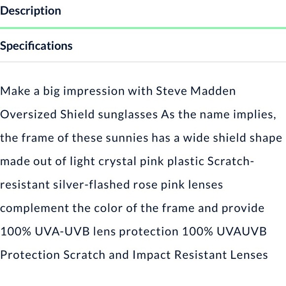 Steve Madden Sunglasses Oversized Light Crystal Pink Shield Style NWOT - Picture 2 of 12